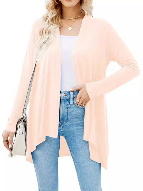 Solid Color Cardigan Top Women - Image 3