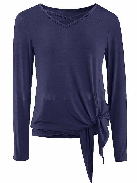 Nice-Forever Winter Women Pure Color Bandage Casual T-Shirts Loose Shift Female Tees Tops T057 - Image 4