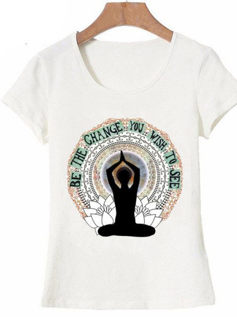 New Women T-shirts Casual Harajuku Buddha Mandala Lotus - Image 4