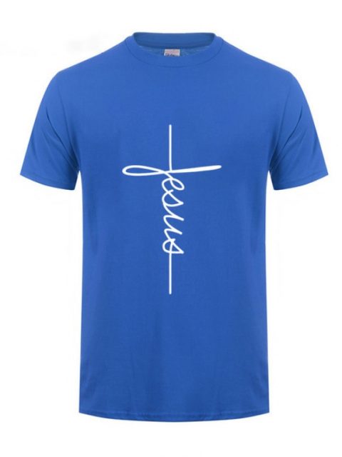 Jesus Cross T-shirts Men, Women, Europe, English, Digital Letters, Street Short Sleeve, Alien, WISH Amazon - Image 6