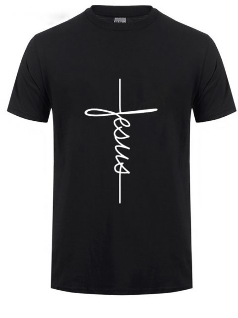 Jesus Cross T-shirts Men, Women, Europe, English, Digital Letters, Street Short Sleeve, Alien, WISH Amazon - Image 3