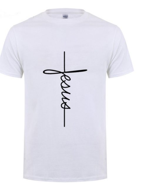 Jesus Cross T-shirts Men, Women, Europe, English, Digital Letters, Street Short Sleeve, Alien, WISH Amazon - Image 4