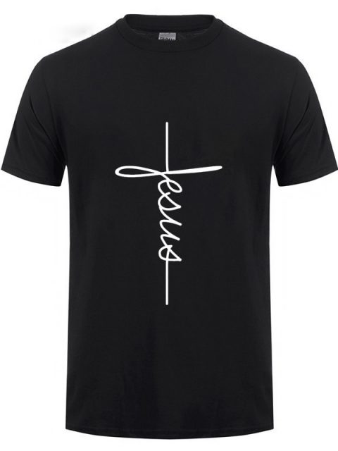 Jesus Cross T-shirts Men, Women, Europe, English, Digital Letters, Street Short Sleeve, Alien, WISH Amazon - Image 7