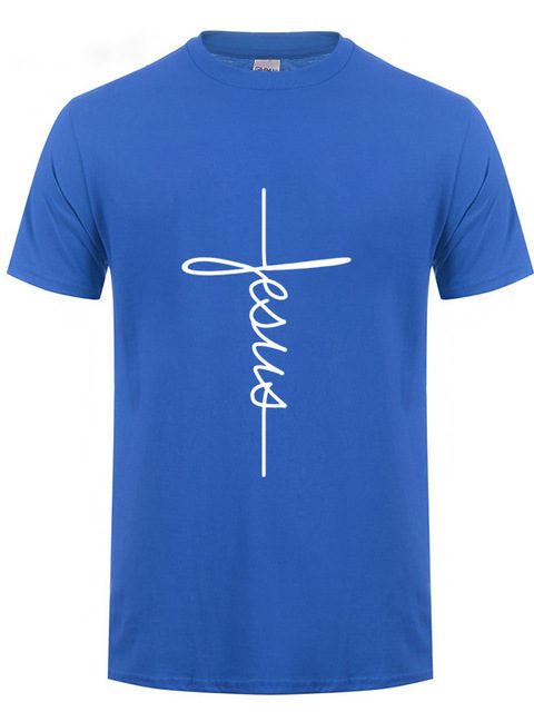 Jesus Cross T-shirts Men, Women, Europe, English, Digital Letters, Street Short Sleeve, Alien, WISH Amazon - Image 10