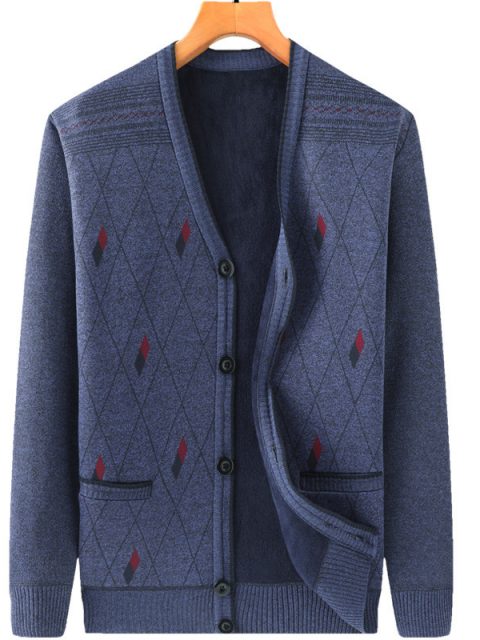 Dad Cardigans Men's Long-sleeved Sweaters Black - Image 3