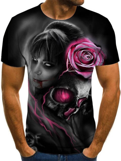 Printed 3DT Shirts Horror Skull Print Short Sleeve T-Shirts For Men And Women - Image 3