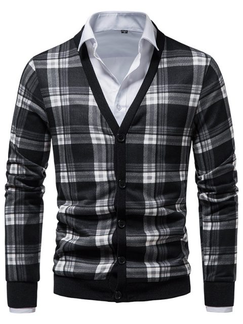 Men's Argyle Cardigans With V-neck Buttons - Image 5