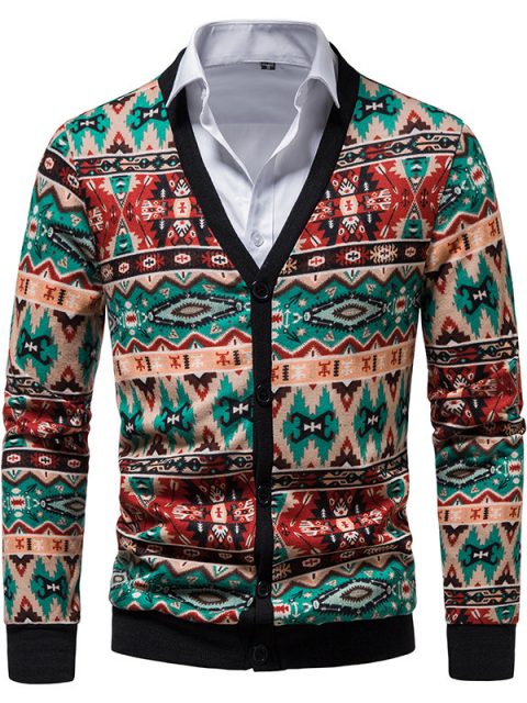 Men's Argyle Cardigans With V-neck Buttons - Image 6