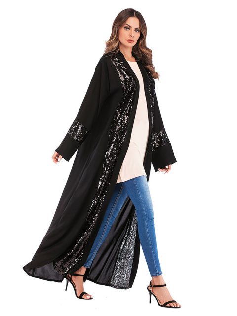 Sequin Patchwork Cardigan Robe For Women - Image 5