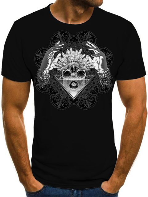 Printed 3DT Shirts Horror Skull Print Short Sleeve T-Shirts For Men And Women - Image 5