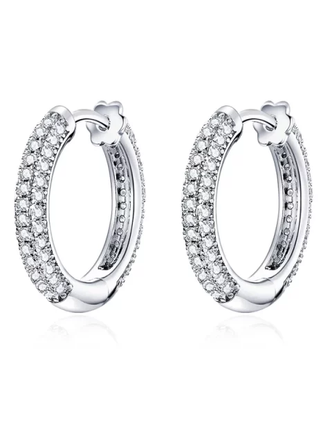 Bamoer 925 Sterling Silver Ear Hoops Luxury Ear Buckles Pave Setting Zircon for Women Wedding Engagement Jewelry Gifts BSE300 - Image 9