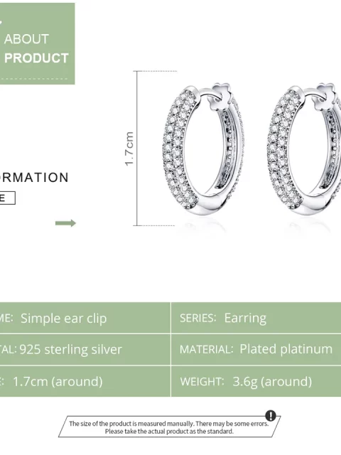 Bamoer 925 Sterling Silver Ear Hoops Luxury Ear Buckles Pave Setting Zircon for Women Wedding Engagement Jewelry Gifts BSE300 - Image 6