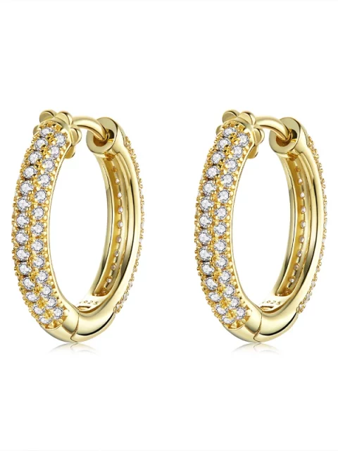 Bamoer 925 Sterling Silver Ear Hoops Luxury Ear Buckles Pave Setting Zircon for Women Wedding Engagement Jewelry Gifts BSE300 - Image 8