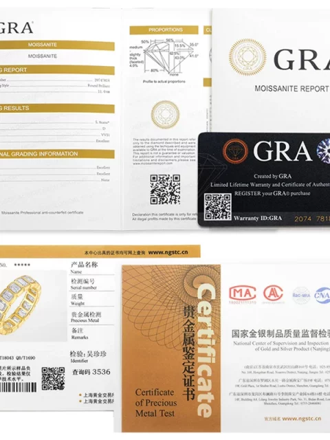 Smyoue Each 3*4mm 0.3CT GRA Certified Moissanite Ring for Women Full Eternity Bands Emerald Cut Pure Silver 925 Wedding Band - Image 8