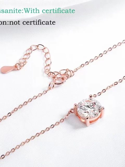 1-5CT Rose Gold Color Moissanite Necklace for Women D Color Sparkling Classic Lab Diamon Pendant Sterling Silver 925 100% - Image 5