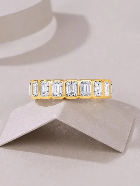 Smyoue Each 3*4mm 0.3CT GRA Certified Moissanite Ring for Women Full Eternity Bands Emerald Cut Pure Silver 925 Wedding Band - Image 11