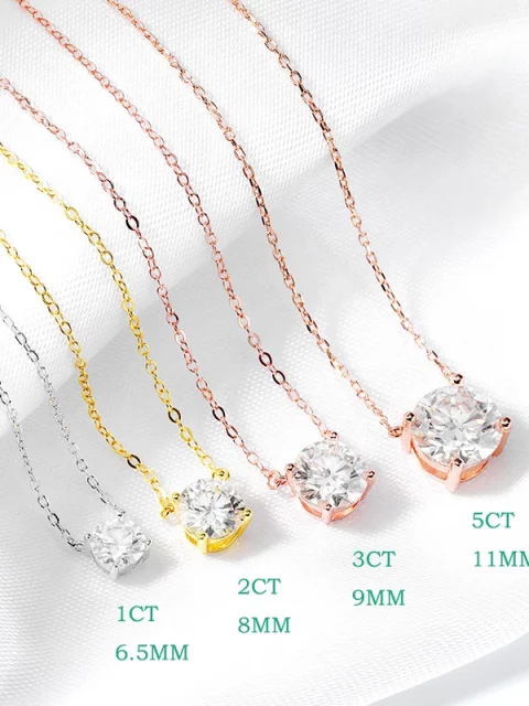 1-5CT Rose Gold Color Moissanite Necklace for Women D Color Sparkling Classic Lab Diamon Pendant Sterling Silver 925 100% - Image 4