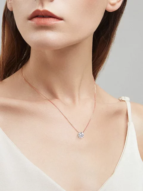 1-5CT Rose Gold Color Moissanite Necklace for Women D Color Sparkling Classic Lab Diamon Pendant Sterling Silver 925 100% - Image 16