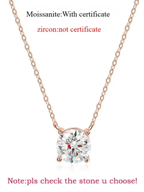 1-5CT Rose Gold Color Moissanite Necklace for Women D Color Sparkling Classic Lab Diamon Pendant Sterling Silver 925 100% - Image 9