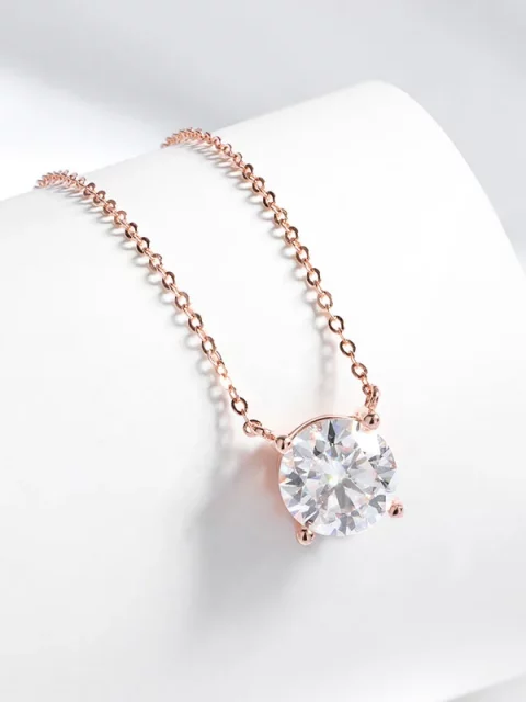 1-5CT Rose Gold Color Moissanite Necklace for Women D Color Sparkling Classic Lab Diamon Pendant Sterling Silver 925 100% - Image 3