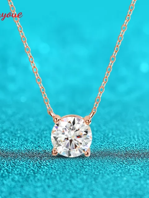 1-5CT Rose Gold Color Moissanite Necklace for Women D Color Sparkling Classic Lab Diamon Pendant Sterling Silver 925 100% - Image 12