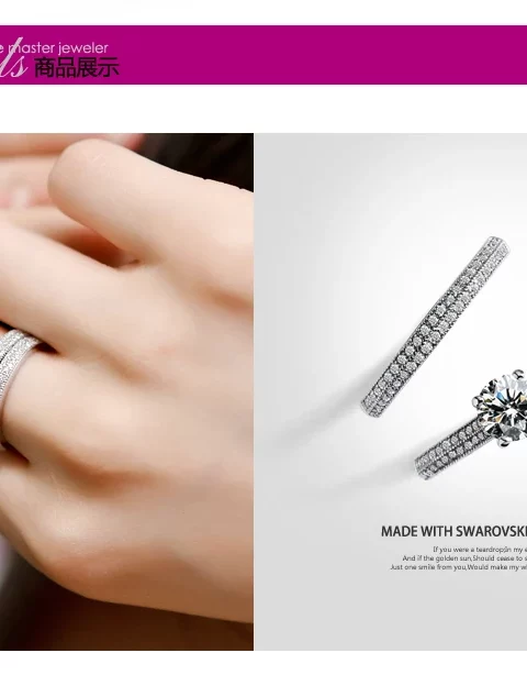 1 pair Vintage Halo 925 Sterling Silver Wedding Ring Set For Women Lady Anniversary Gift Jewelry Bulk Sell - Image 8