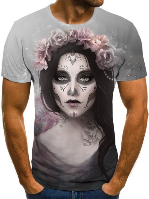 Printed 3DT Shirts Horror Skull Print Short Sleeve T-Shirts For Men And Women - Image 6