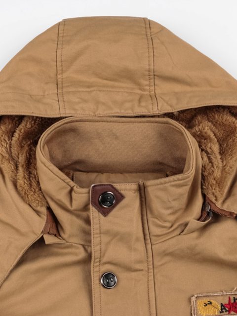 Winter Zip-up Coat Warm Thickened Detachable Hooded Jacket Multi-pocket  Button Drawstring Long Sleeve Tops Men's Cargo Clothing - Image 9